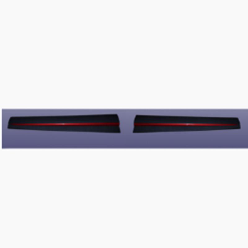 Front assembly of door trim panels (leather texture + Bloodstone Red).