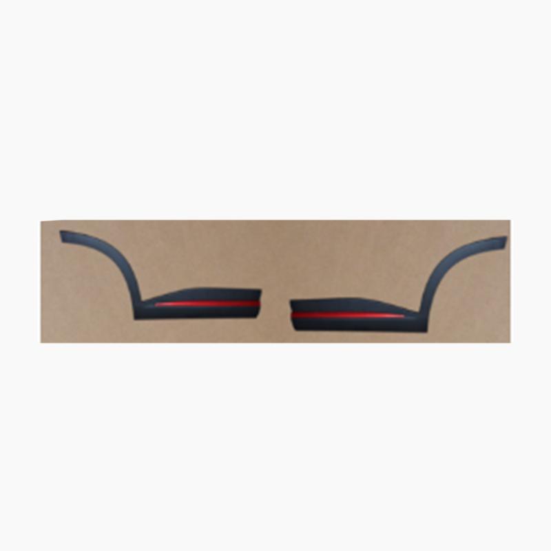 Rear assembly of door trim panels (leather texture + Bloodstone Red).