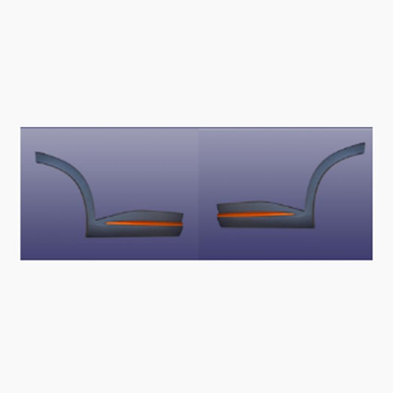Rear assembly of door trim panels (leather texture + metallic orange).