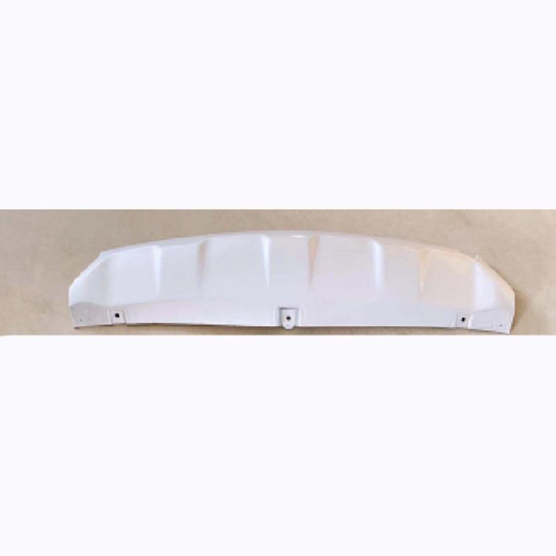 Silver rear bumper trim panel.