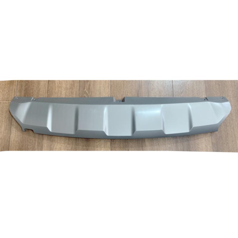 Gray rear bumper trim panel.
